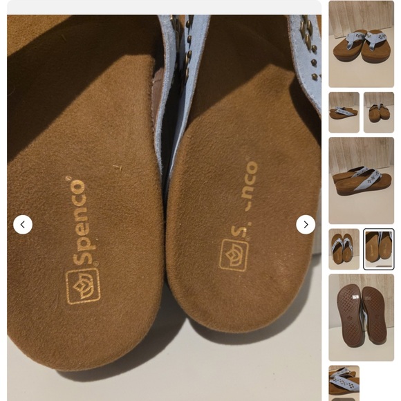 Spenco Blue Riveted Flipflops, Sandals 8 - Picture 4 of 6